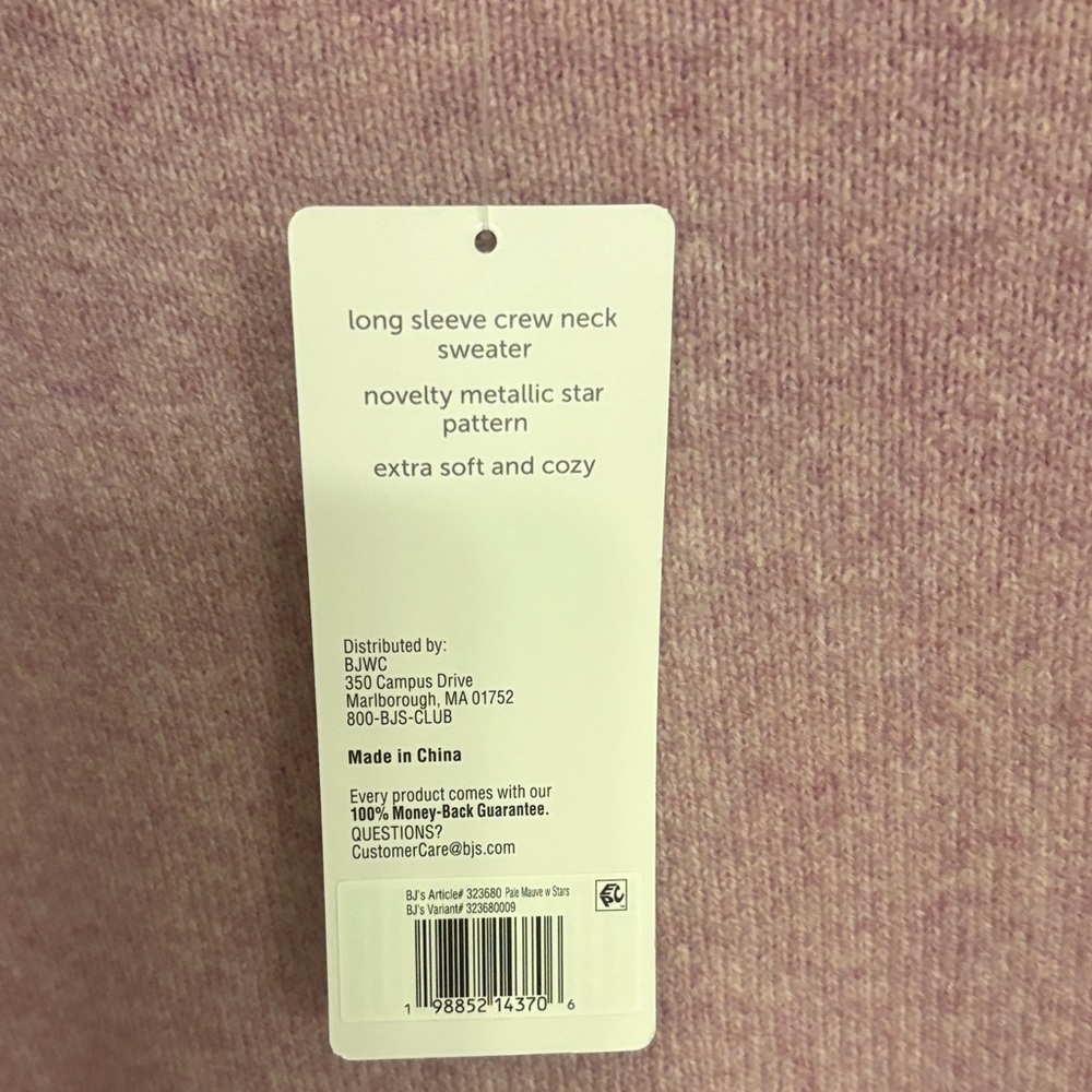 Cozy Pink Star Pattern Crew Neck Sweater - Picture 4 of 5